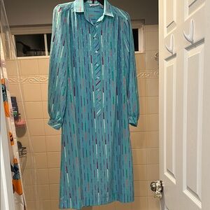 Schrader Sport Vintage Elegant Teal and Multicolored Striped Dress --Women's 8